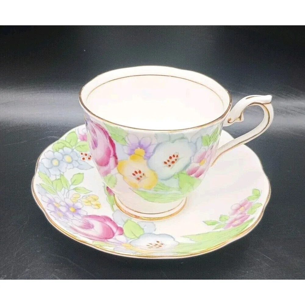 Vintage Royal Albert Bouquet Tea Cup And Saucer 2541 Bone China Floral England